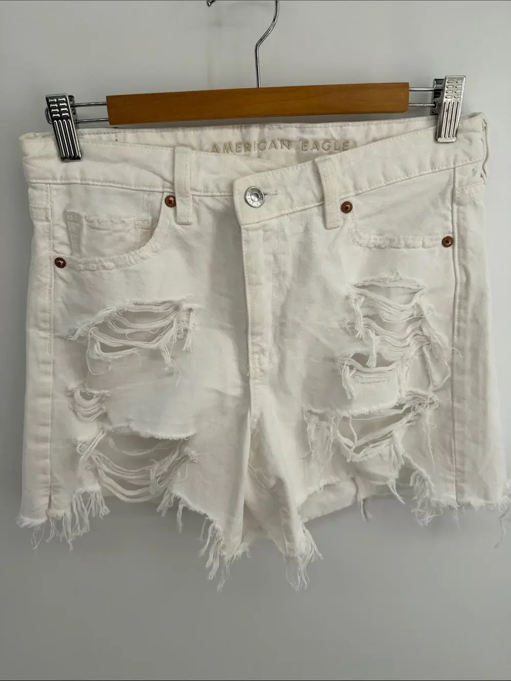 American Eagle Highest Rise Baggy Short distressed denim jean long inseam shorts
